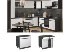 Best Vicco Schubladenunterschrank R-Line Schubladenschrank für die Küche 80 cm AP Marmor Weiß