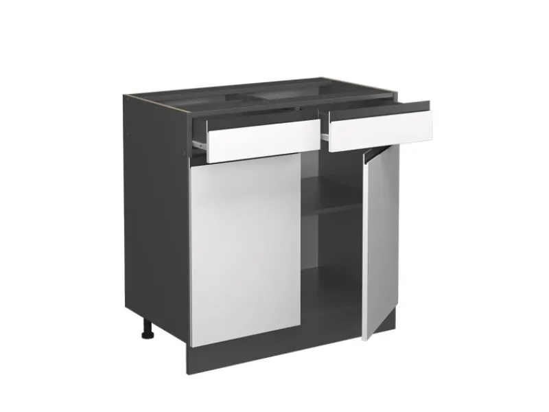 Best Vicco Schubladenunterschrank R-Line Schubladenschrank für die Küche 80 cm AP Marmor Weiß