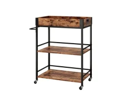 Clearance Vicco Servierwagen Fyrk Rollbare Küchen-Minibar Eiche Rustikal 65x85 cm