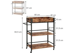 Clearance Vicco Servierwagen Fyrk Rollbare Küchen-Minibar Eiche Rustikal 65x85 cm