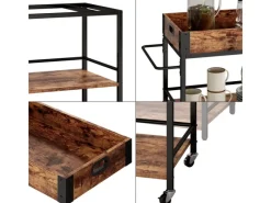 Clearance Vicco Servierwagen Fyrk Rollbare Küchen-Minibar Eiche Rustikal 65x85 cm