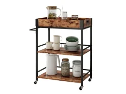 Clearance Vicco Servierwagen Fyrk Rollbare Küchen-Minibar Eiche Rustikal 65x85 cm