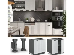 Vicco Spülenunterschrank Fame-Line Landhaus/Anthrazit 80 cm mit Regal ohne Arbeitsplatte< Küchenschränke