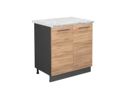 Vicco Spülenunterschrank Fame-Line Goldkraft /Anthrazit 80 cm mit Regal AP Marmor< Küchenschränke