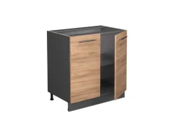 Vicco Spülenunterschrank Fame-Line Goldkraft /Anthrazit 80 cm mit Regal AP Marmor< Küchenschränke