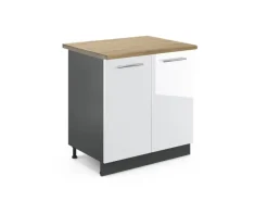 Online Vicco Spülenunterschrank Fame-Line Hochglanz/Anthrazit 80 cm AP Eiche Weiß