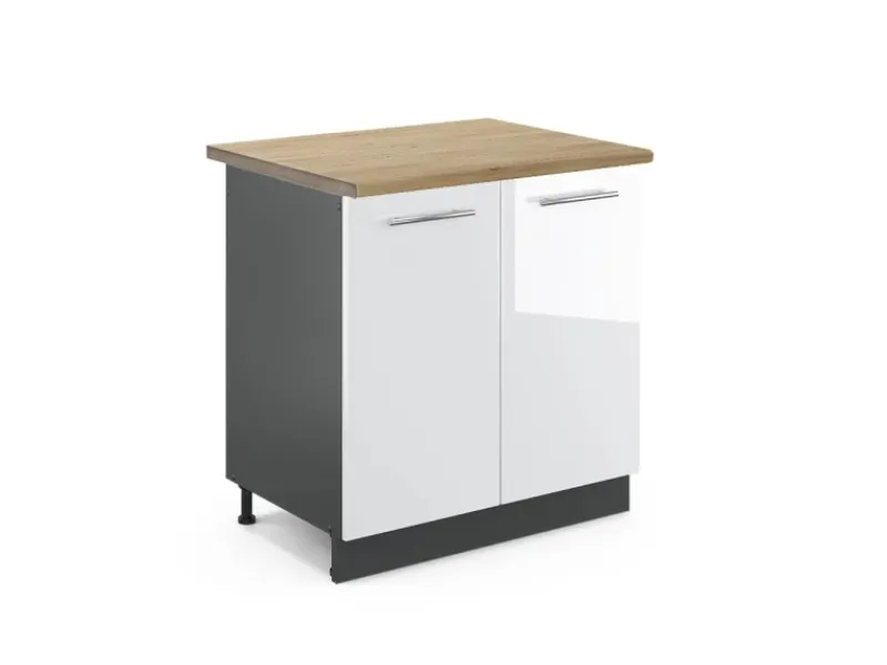 Online Vicco Spülenunterschrank Fame-Line Hochglanz/Anthrazit 80 cm AP Eiche Weiß