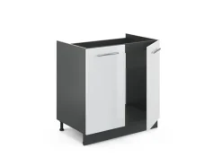 Online Vicco Spülenunterschrank Fame-Line Hochglanz/Anthrazit 80 cm AP Eiche Weiß