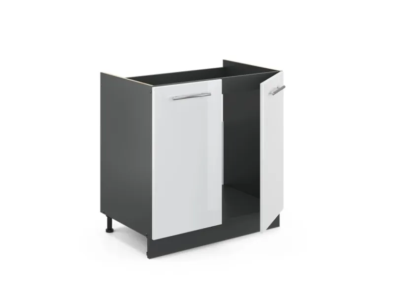 Online Vicco Spülenunterschrank Fame-Line Hochglanz/Anthrazit 80 cm AP Eiche Weiß