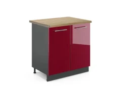 Online Vicco Spülenunterschrank Fame-Line Bordeaux Hochglanz/Anthrazit 80 cm AP Eiche Bordeaux-Glanz