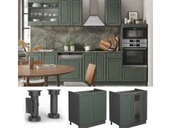 Küchenschränke<Vicco Spülenunterschrank Fame-Line Grün-Gold Landhaus/Anthrazit 80 cm AP Eiche