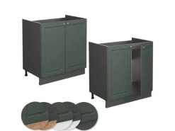 Küchenschränke<Vicco Spülenunterschrank Fame-Line Grün-Gold Landhaus/Anthrazit 80 cm AP Eiche