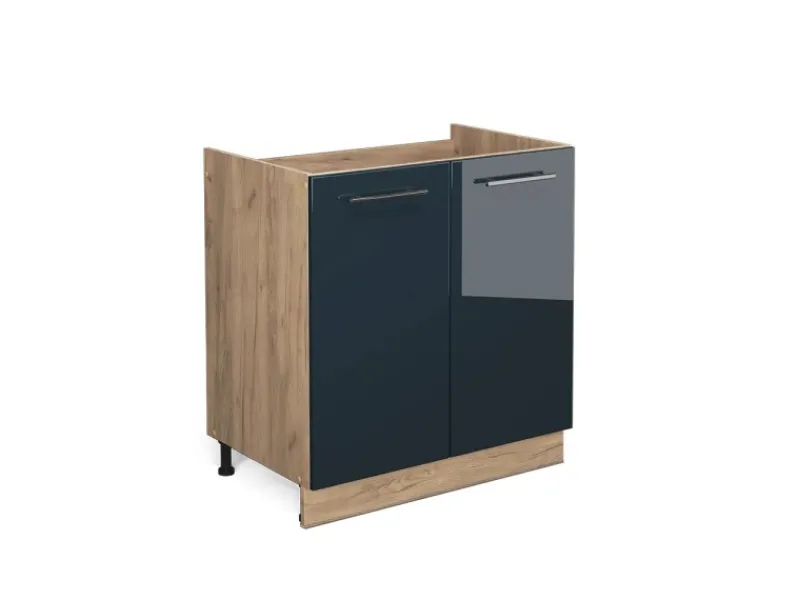 Vicco Spülenunterschrank Fame-Line Hochglanz/Goldkraft Eiche 80 cm ohne Arbeitsplatte< Einbauküchen