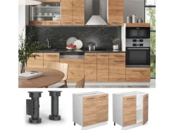 Küchenschränke<Vicco Spülenunterschrank Fame-Line Goldkraft /Weiß 80 cm mit Regal AP