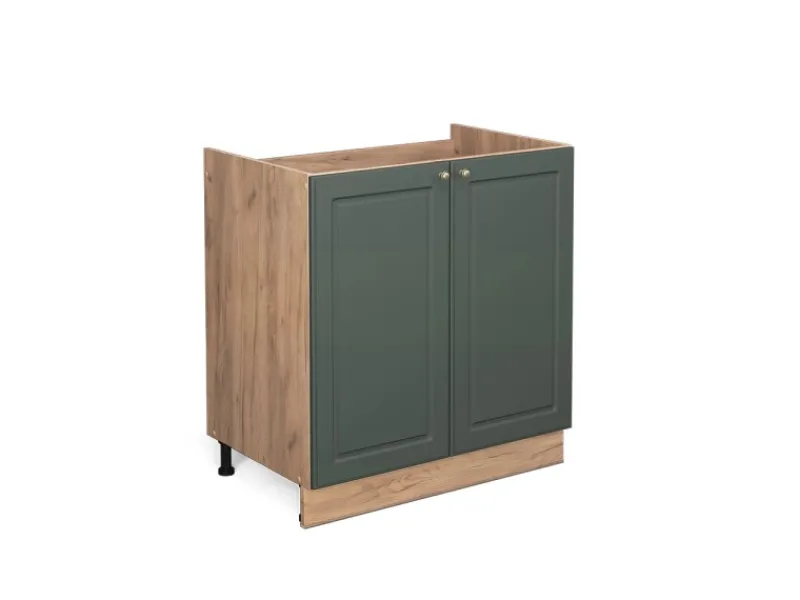 Küchenschränke<Vicco Spülenunterschrank Fame-Line Grün-Gold Landhaus/Goldkraft Eiche 80 cm ohne Arbeitsplatte