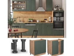 Küchenschränke<Vicco Spülenunterschrank Fame-Line Grün-Gold Landhaus/Goldkraft Eiche 80 cm ohne Arbeitsplatte