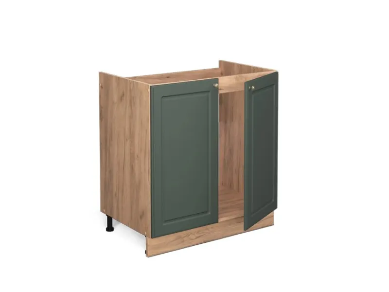 Küchenschränke<Vicco Spülenunterschrank Fame-Line Grün-Gold Landhaus/Goldkraft Eiche 80 cm ohne Arbeitsplatte