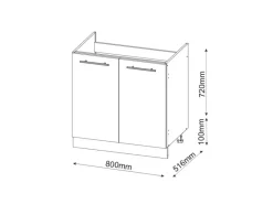 Küchenschränke<Vicco Spülenunterschrank Fame-Line Grün-Gold Landhaus/Goldkraft Eiche 80 cm AP Eiche