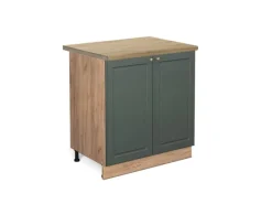 Küchenschränke<Vicco Spülenunterschrank Fame-Line Grün-Gold Landhaus/Goldkraft Eiche 80 cm AP Eiche