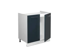 Kücheninseln|Küchenschränke<Vicco Spülenunterschrank Fame-Line Dunkelblau Hochglanz/Weiß 80 cm ohne Arbeitsplatte mit Weiß Korpus