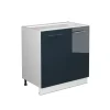 Sale Vicco Spülenunterschrank Fame-Line Dunkelblau Hochglanz/Weiß 80 cm ohne Arbeitsplatte mit Weiß Korpus