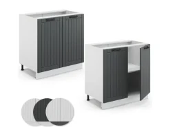 Vicco Spülenunterschrank Fame-Line Anthrazit/Weiß 80 cm mit Regal ohne Arbeitsplatte< Küchenschränke