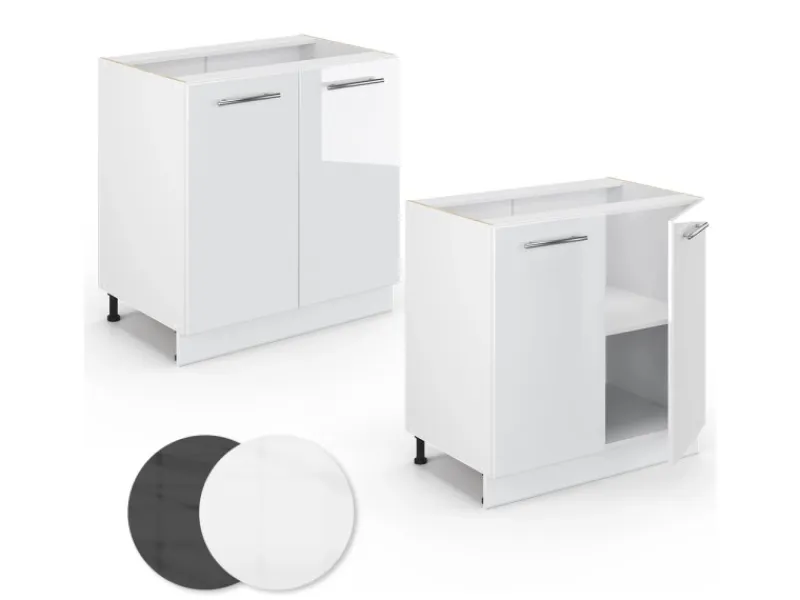 Vicco Spülenunterschrank Fame-Line Hochglanz/ 80 cm mit Regal ohne Arbeitsplatte< Küchenschränke