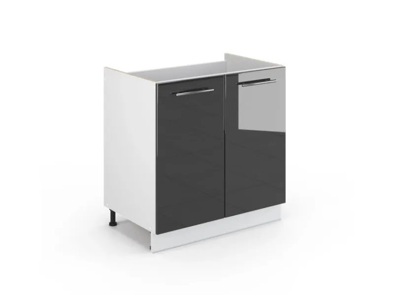 Vicco Spülenunterschrank Fame-Line Hochglanz/Weiß 80 cm ohne Arbeitsplatte< Küchenschränke