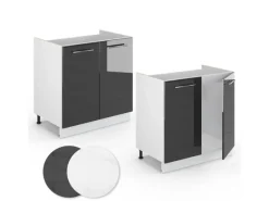 Vicco Spülenunterschrank Fame-Line Hochglanz/Weiß 80 cm ohne Arbeitsplatte< Küchenschränke