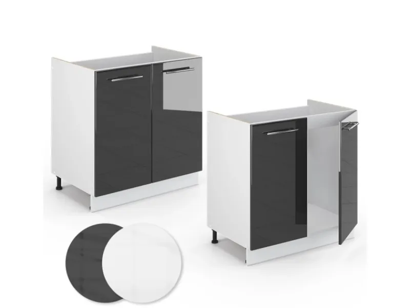 Vicco Spülenunterschrank Fame-Line Hochglanz/Weiß 80 cm ohne Arbeitsplatte< Küchenschränke