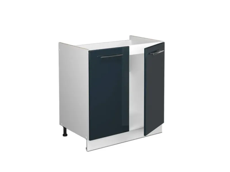 Best Vicco Spülenunterschrank Fame-Line Hochglanz/Weiß 80 cm AP Marmor Dunkelblau