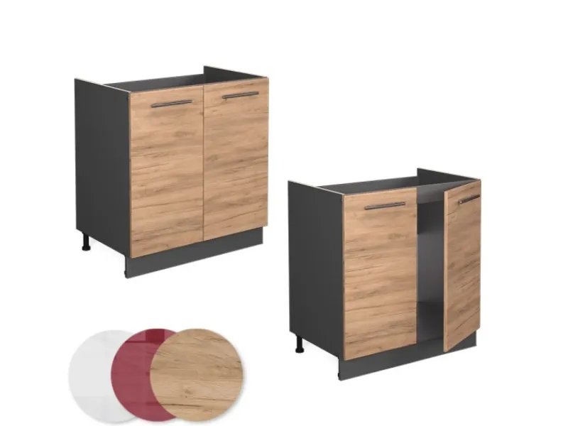 Kücheninseln|Küchenschränke<Vicco Spülenunterschrank Fame-Line Goldkraft /Anthrazit 80 cm AP