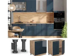 Küchenschränke|Einbauküchen<Vicco Spülenunterschrank Fame-Line Hochglanz/Goldkraft Eiche 80 cm mit Regal ohne Arbeitsplatte