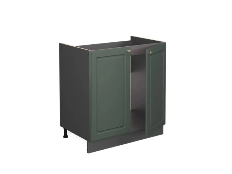 New Vicco Spülenunterschrank Fame-Line Grün-Gold Landhaus/Anthrazit 80 cm AP Anthrazit Dunkelgrün