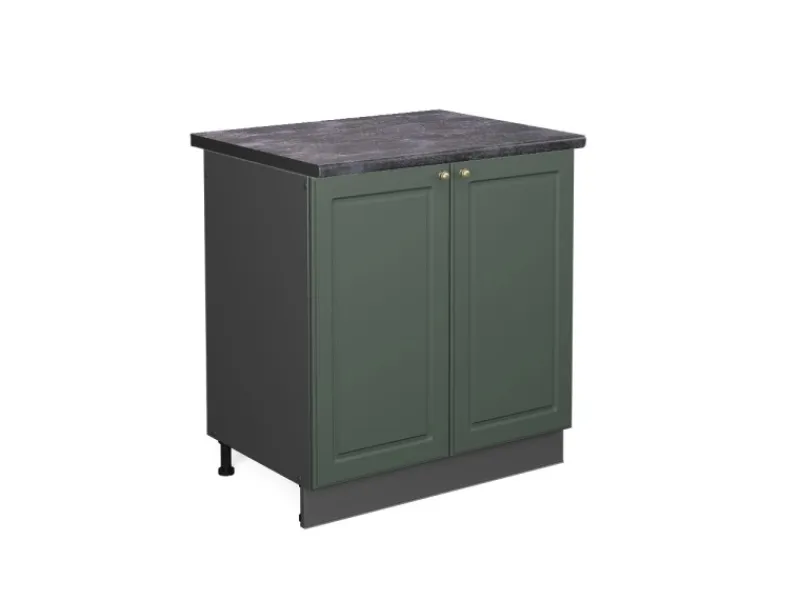 New Vicco Spülenunterschrank Fame-Line Grün-Gold Landhaus/Anthrazit 80 cm AP Anthrazit Dunkelgrün