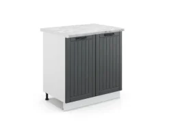 Küchenschränke<Vicco Spülenunterschrank Fame-Line Anthrazit Landhaus/Weiß 80 cm mit Regal AP Marmor