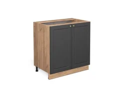 Pantryküchen|Küchenschränke<Vicco Spülenunterschrank Fame-Line -Gold/Goldkraft Eiche 80 cm mit Regal ohne Arbeitsplatte