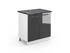 Vicco Spülenunterschrank Fame-Line Hochglanz/Weiß 80 cm mit Regal AP< Küchenschränke