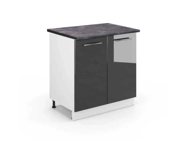 Vicco Spülenunterschrank Fame-Line Hochglanz/Weiß 80 cm mit Regal AP< Küchenschränke