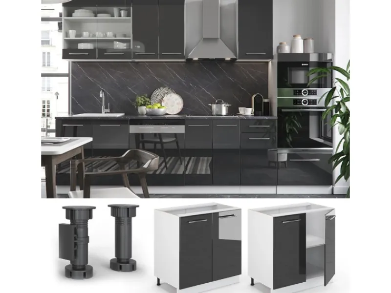 Vicco Spülenunterschrank Fame-Line Hochglanz/Weiß 80 cm mit Regal AP< Küchenschränke