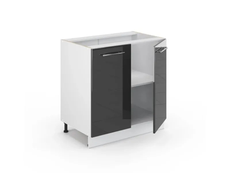 Vicco Spülenunterschrank Fame-Line Hochglanz/Weiß 80 cm mit Regal AP< Küchenschränke