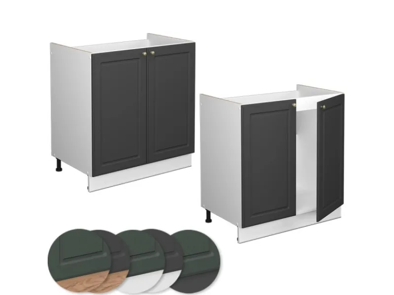 Vicco Spülenunterschrank Fame-Line -Gold/Weiß 80 cm ohne Arbeitsplatte< Küchenschränke|Einbauküchen