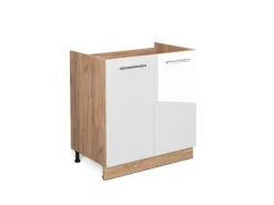 Outlet Vicco Spülenunterschrank Fame-Line Hochglanz/Goldkraft Eiche 80 cm ohne Arbeitsplatte Weiß