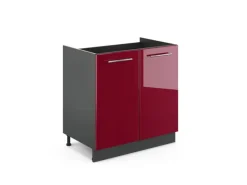Outlet Vicco Spülenunterschrank Fame-Line Bordeaux Hochglanz/Anthrazit 80 cm ohne Arbeitsplatte Bordeaux-Glanz