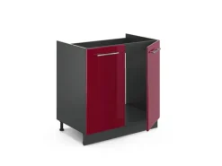 Outlet Vicco Spülenunterschrank Fame-Line Bordeaux Hochglanz/Anthrazit 80 cm ohne Arbeitsplatte Bordeaux-Glanz