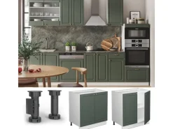 Vicco Spülenunterschrank Fame-Line Grün-Gold Landhaus/Weiß 80 cm mit Regal ohne Arbeitsplatte< Küchenschränke