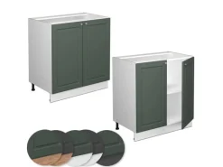 Vicco Spülenunterschrank Fame-Line Grün-Gold Landhaus/Weiß 80 cm mit Regal ohne Arbeitsplatte< Küchenschränke