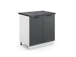 Küchenschränke<Vicco Spülenunterschrank Fame-Line Anthrazit Landhaus/Weiß 80 cm mit Regal AP Anthrazit