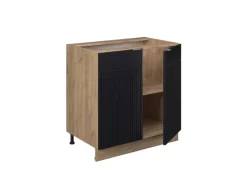 Küchenschränke<Vicco Spülenunterschrank Fame-Line Gestreift 80 cm mit Regal AP Marmor mit Goldkraft Eiche Korpus