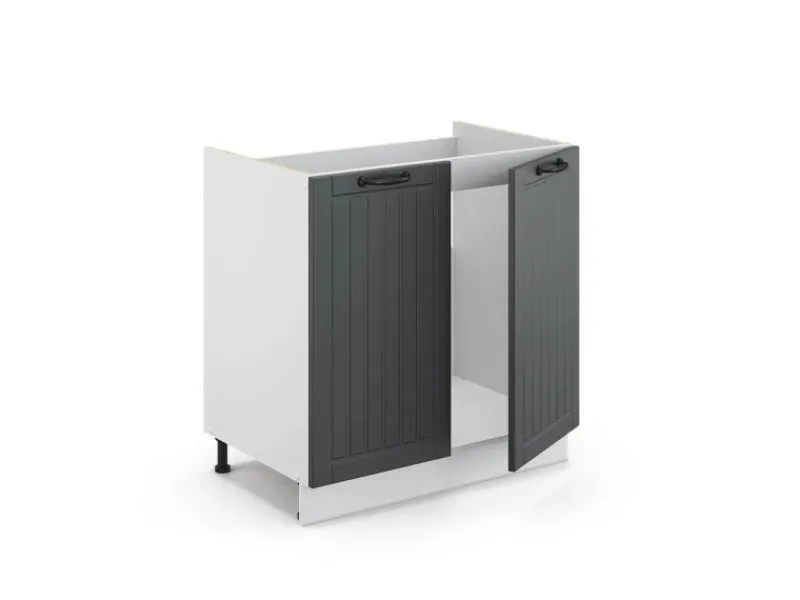 Küchenschränke<Vicco Spülenunterschrank Fame-Line Anthrazit Landhaus/Weiß 80 cm AP Eiche